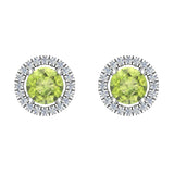 Peridot & diamond Earrings for Women Halo Earrings 2.32 carat 14K Gold - White Gold