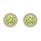 Peridot & diamond Earrings for Women Halo Earrings 2.32 carat 14K Gold - Yellow Gold