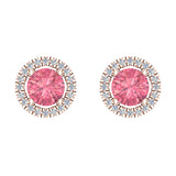 Tourmaline and diamond Earrings for Women Halo Earrings 2.32 ct14K Gold - Rose Gold