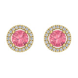 Tourmaline and diamond Earrings for Women Halo Earrings 2.32 ct14K Gold - Yellow Gold