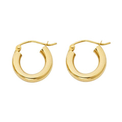 14K Solid Gold Hoop Earrings 14 mm diameter 3 mm wide Secured click top settings
