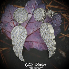 Fashion Statement Diamond Drop Earrings Intriguing Angel Wing White Gold