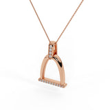 Horse Stirrup Diamond Charm Necklace for Women 14k Gold-L-I2 - Rose Gold