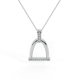 Horse Stirrup Diamond Charm Necklace for Women 14k Gold-I-I1 - White Gold