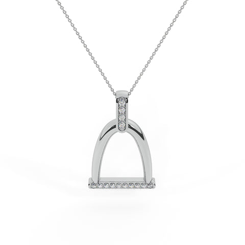Horse Stirrup Diamond Charm Necklace for Women 14k Gold-G-SI - White Gold