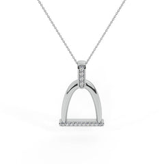 Horse Stirrup Diamond Charm Necklace for Women White Gold
