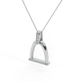 Horse Stirrup Diamond Charm Necklace for Women 14k Gold-I-I1 - White Gold