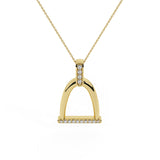 Horse Stirrup Diamond Charm Necklace for Women 18k Gold-G-VS - Yellow Gold