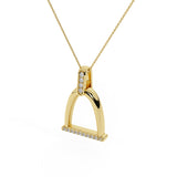 Horse Stirrup Diamond Charm Necklace for Women 14k Gold-I-I1 - Yellow Gold