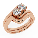 2-Stone Diamond Wedding Ring Set for Women 14K Gold (I,I1) - Rose Gold