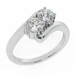 Two-Stone Round Brilliant Diamond Engagement Rings White Gold