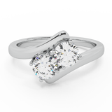 Two-Stone Round Brilliant Diamond Engagement Rings 18K Gold (G,VS) - White Gold