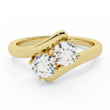 Two-Stone Round Brilliant Diamond Engagement Rings 14K Gold-G,SI - Yellow Gold