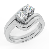 2-Stone Diamond Wedding Ring Set for Women 14K Gold (G,SI) - White Gold