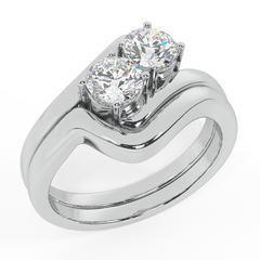 2-Stone Diamond Wedding Ring Set for Women White Gold