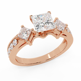 1.15 ct tw Princess Cut Center Diamond Engagement Ring 18K Gold-G,VS - Rose Gold