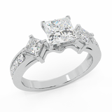 Three-stone Princess cut Engagement ring 14K Gold 1.40 CT H,SI - White Gold