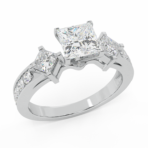 1.15 cttw Princess Cut Center Diamond Engagement Ring 14K Gold-H,SI