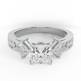 Three-stone Princess cut Engagement ring 14K Gold 1.40 CT H,SI - White Gold