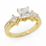 Three-stone Princess cut Engagement ring 14K Gold 1.40 CT G,SI - Yellow Gold