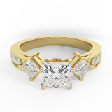 Three-stone Princess cut Engagement ring 14K Gold 1.40 CT I,I1 - Yellow Gold