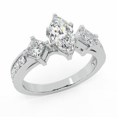 Three-Stone Marquise Brilliant Engagement Ring White Gold