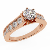 1.00 ct Round Riviera Diamond Engagement Ring for Women 18K Gold-G,SI - Rose Gold
