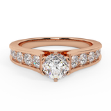 1.00 ct Round Riviera Diamond Engagement Ring for Women 18K Gold-G,SI - Rose Gold