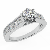 1.00 ct Round Riviera Diamond Engagement Ring for Women 18K Gold-G,SI - White Gold
