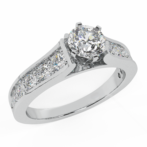 1.25 ct Round Brilliant Diamond Engagement Ring for Women 14K Gold-H,VS - White Gold