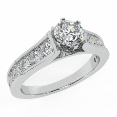 Round Brilliant Diamond Engagement Ring for Women White Gold