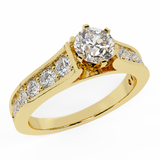 1.00 ct Round Riviera Diamond Engagement Ring for Women 18K Gold-G,SI - Yellow Gold