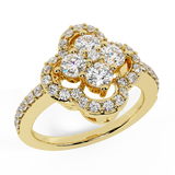 0.97 ctw Diamond Loop Ring Cluster 14K Gold (I,I1) - Yellow Gold