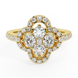 0.97 ctw Diamond Loop Ring Cluster 14K Gold (I,I1) - Yellow Gold