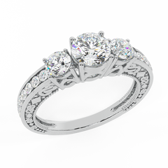 Three-stone Diamond Engagement Ring White Gold