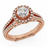 1 carat diamond engagement rings for women 14K Gold Vintage ring-F,VS - Rose Gold