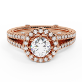 1 carat diamond engagement rings for women 14K Gold Vintage ring-G,SI - Rose Gold