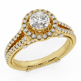 1 carat diamond engagement rings for women 14K Gold Vintage ring-G,SI - Yellow Gold