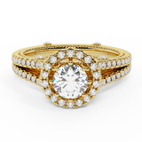 1 carat diamond engagement rings for women 14K Gold Vintage ring-G,SI - Yellow Gold