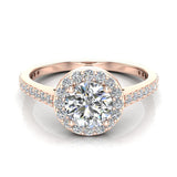 1.48 cttw Round Diamond Dainty Halo Engagement Ring 14K Gold-I,I1 - Rose Gold
