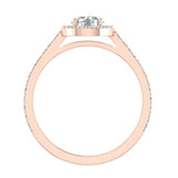 1.48 cttw Round Diamond Dainty Halo Engagement Ring 14K Gold-I,I1 - Rose Gold