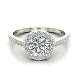 1.48 cttw Round Diamond Dainty Halo Engagement Ring 14K Gold-G,SI - White Gold