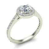 1.48 cttw Round Diamond Dainty Halo Engagement Ring 18K Gold-G,VS - White Gold