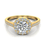1.48 cttw Round Diamond Dainty Halo Engagement Ring 14K Gold-I,I1 - Yellow Gold