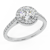 Round Cut Diamond Halo Engagement Ring 1.15 cttw 14K Gold-I,I1 - White Gold
