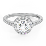 Round Cut Diamond Halo Engagement Ring 1.15 cttw 18K Gold-G,VS - White Gold