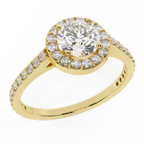 Round Cut Diamond Halo Engagement Ring 1.15 cttw 14K Gold-I,I1 - Yellow Gold