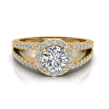 1.75 Ct Round Brilliant Split Shank Halo Engagement Ring 14K Gold (G,SI) - Yellow Gold