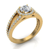 1.75 Ct Round Brilliant Split Shank Halo Engagement Ring 14K Gold (I,I1) - Yellow Gold