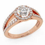 14K I1 Round Brilliant Diamond Engagement Ring Split Shank 1.40 Carat - Rose Gold